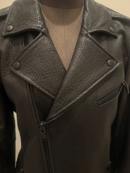 Ena Pelly Minimalist Leather Biker Jacket - Size L