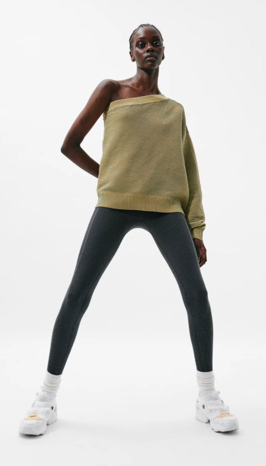 Nagnata Asymmetric Sage Textured Rib Sweater - Size S/M (Brand New with Tags)