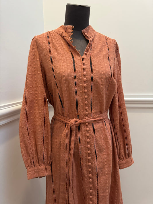 Zoe Kratzmann Cotton Russet Midi Dress - Size 1