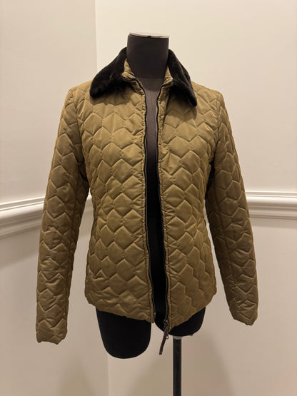 Authier Italian Quilted Jacket with Fur Trim - Size 42