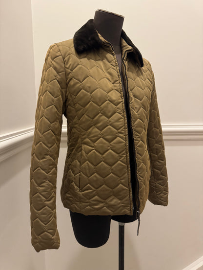 Authier Italian Quilted Jacket with Fur Trim - Size 42