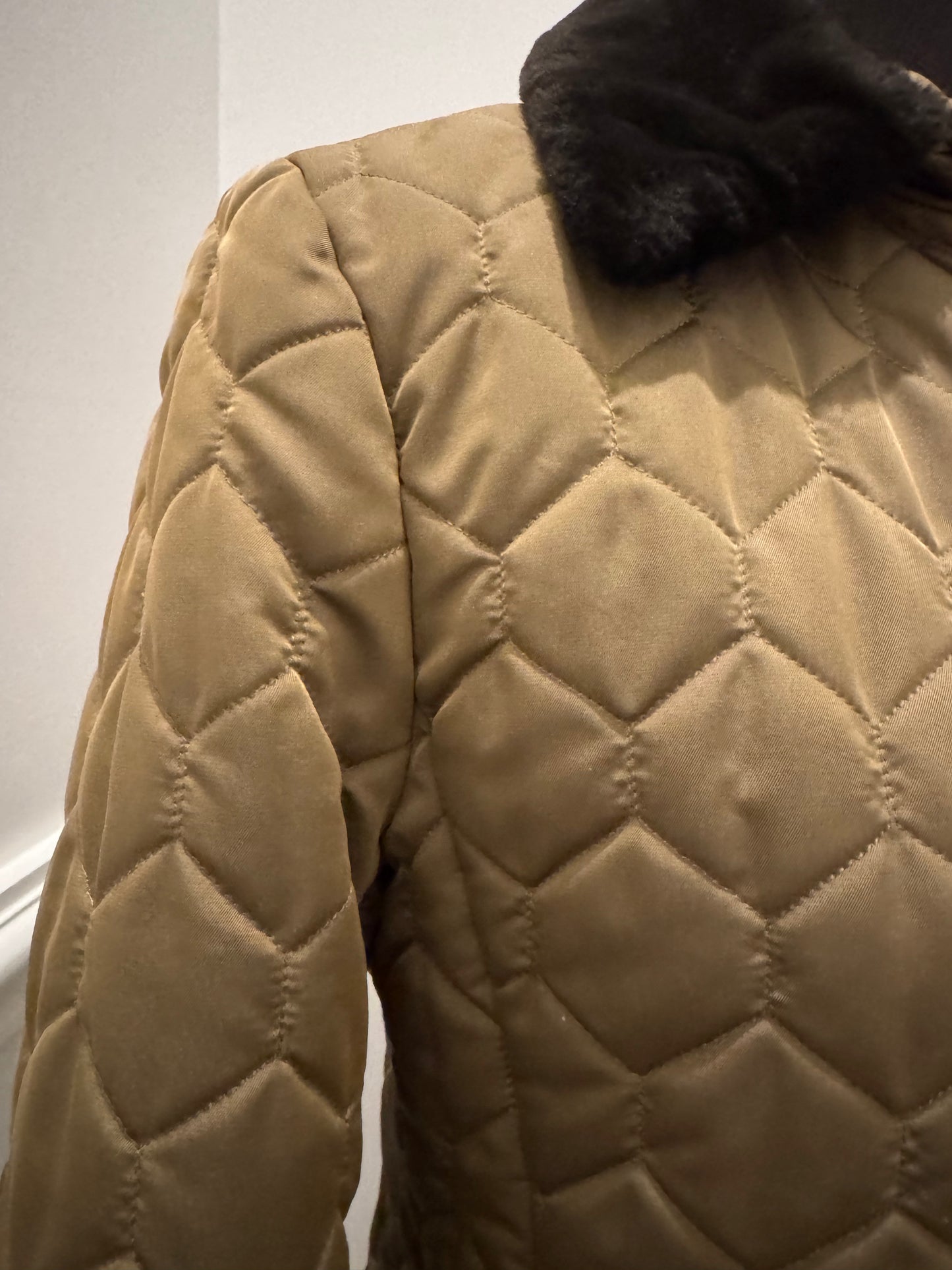 Authier Italian Quilted Jacket with Fur Trim - Size 42