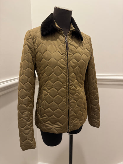 Authier Italian Quilted Jacket with Fur Trim - Size 42