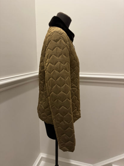 Authier Italian Quilted Jacket with Fur Trim - Size 42