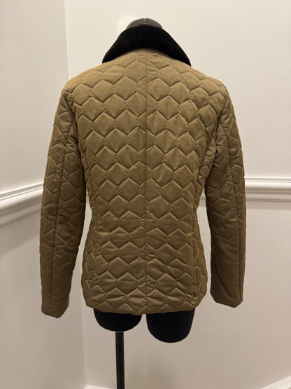 Authier Italian Quilted Jacket with Fur Trim - Size 42