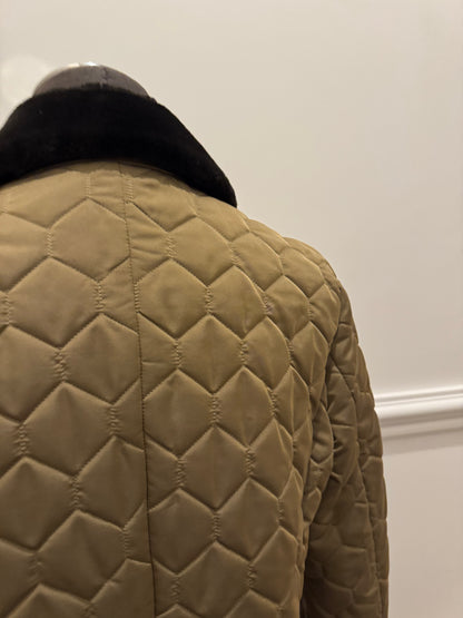 Authier Italian Quilted Jacket with Fur Trim - Size 42