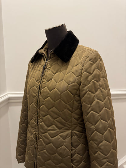 Authier Italian Quilted Jacket with Fur Trim - Size 42