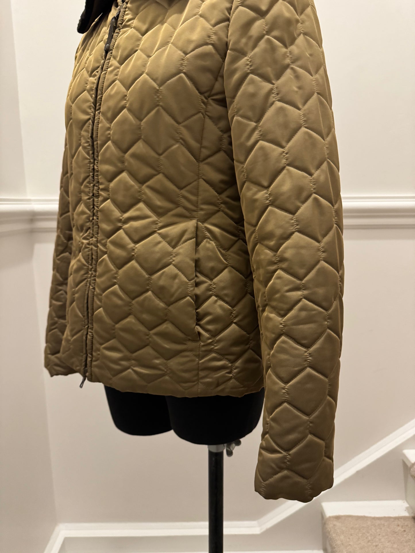 Authier Italian Quilted Jacket with Fur Trim - Size 42
