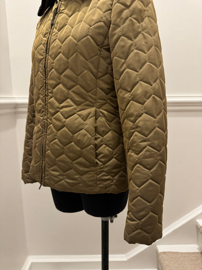 Authier Italian Quilted Jacket with Fur Trim - Size 42