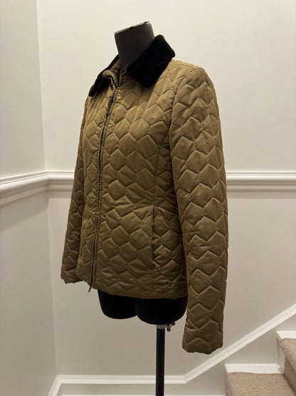 Authier Italian Quilted Jacket with Fur Trim - Size 42