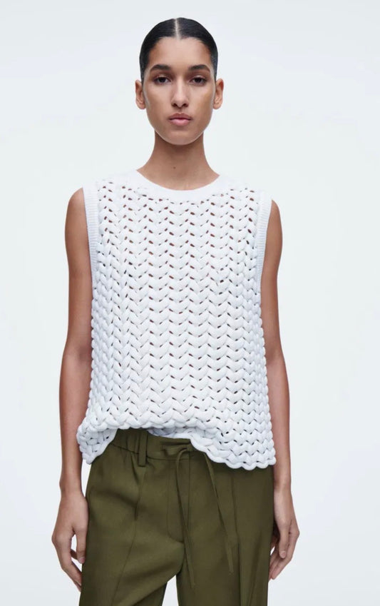 Cos Open Knit White Vest - Size S (Like New)