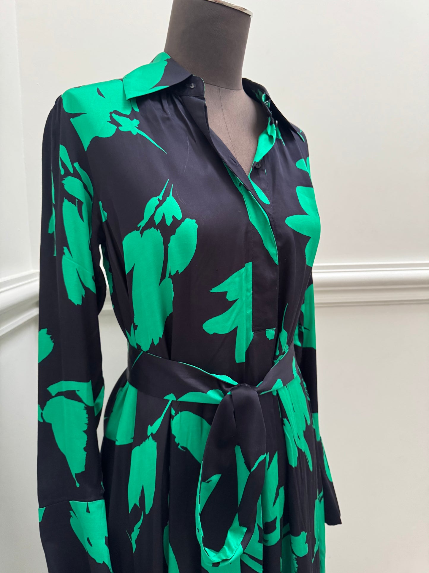 COS Belted Green Midi Dress with Pockets - Size 34 | Size S