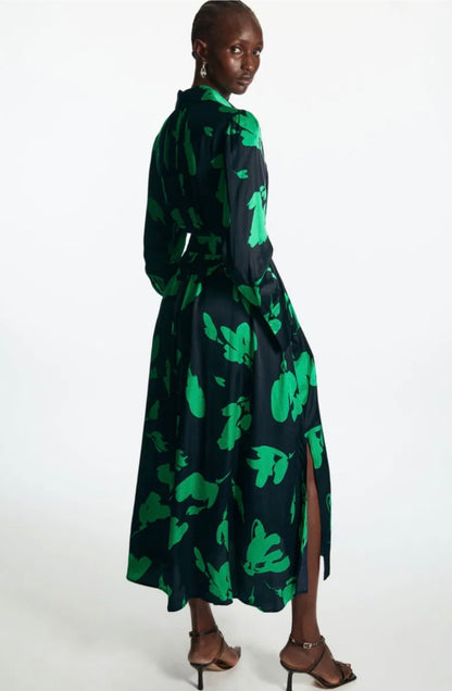 COS Belted Green Midi Dress with Pockets - Size 34 | Size S