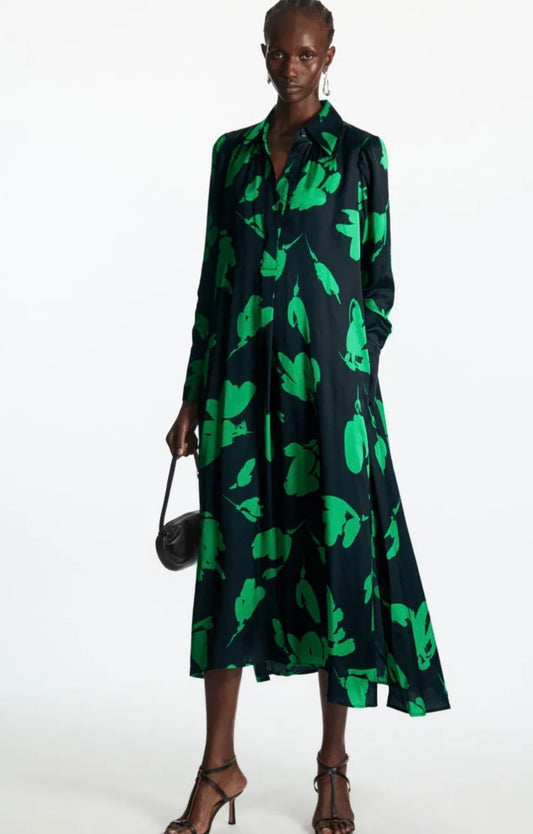 COS Belted Green Midi Dress with Pockets - Size 34 | Size S