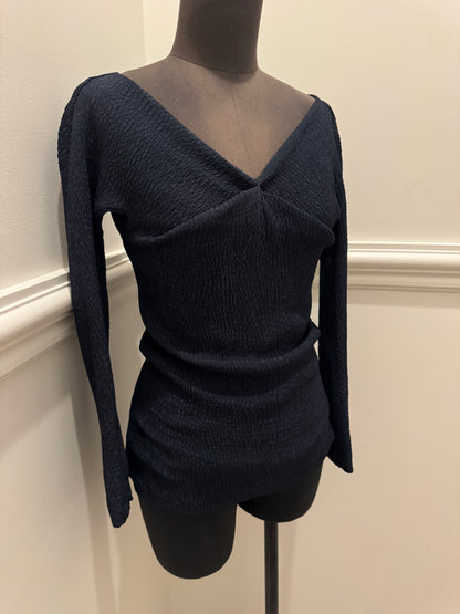 Scanlan Theodore Navy Textured Top - Size 6