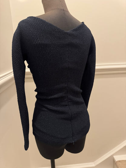 Scanlan Theodore Navy Textured Top - Size 6