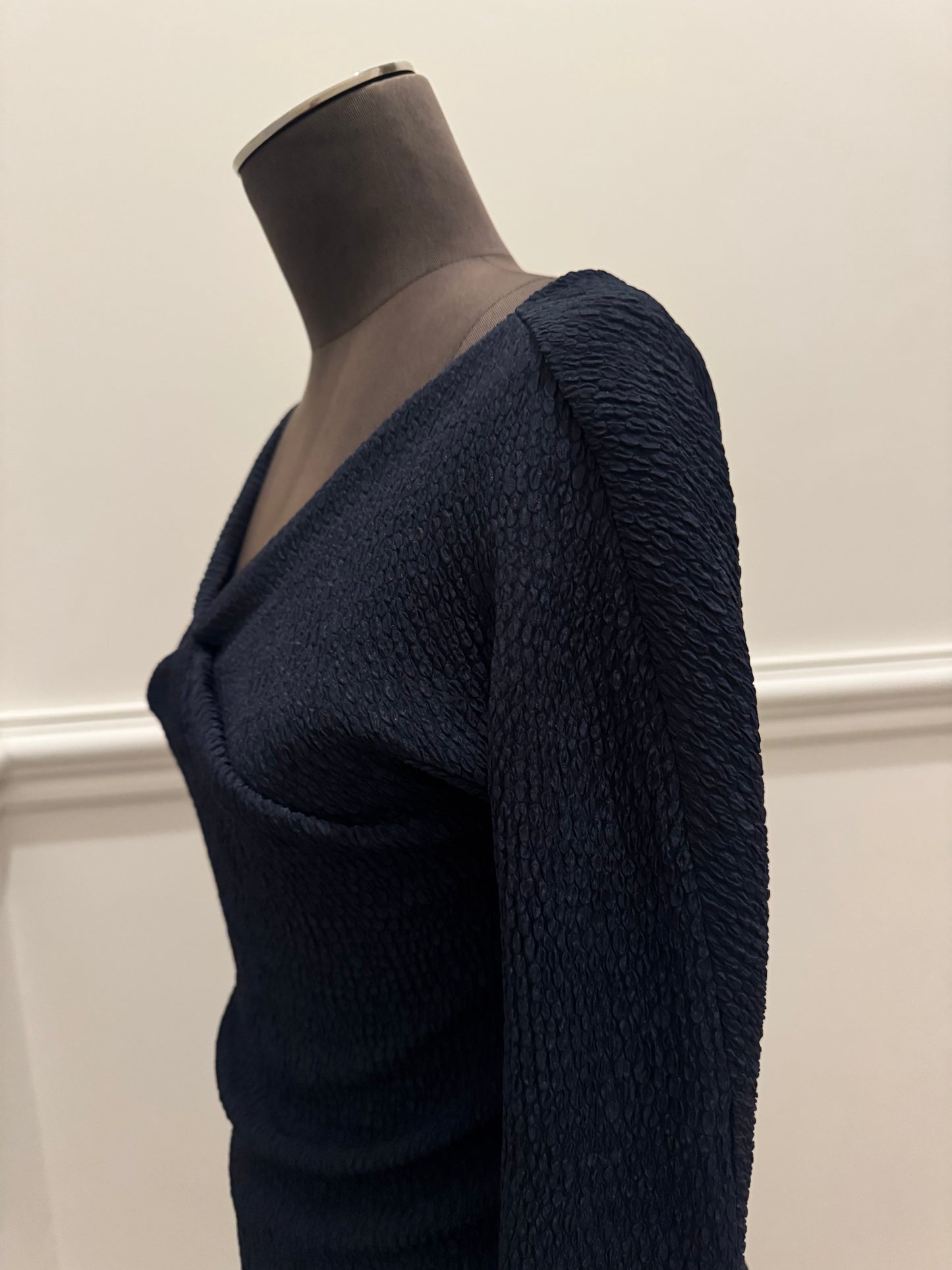 Scanlan Theodore Navy Textured Top - Size 6