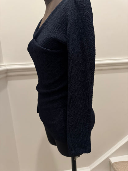 Scanlan Theodore Navy Textured Top - Size 6