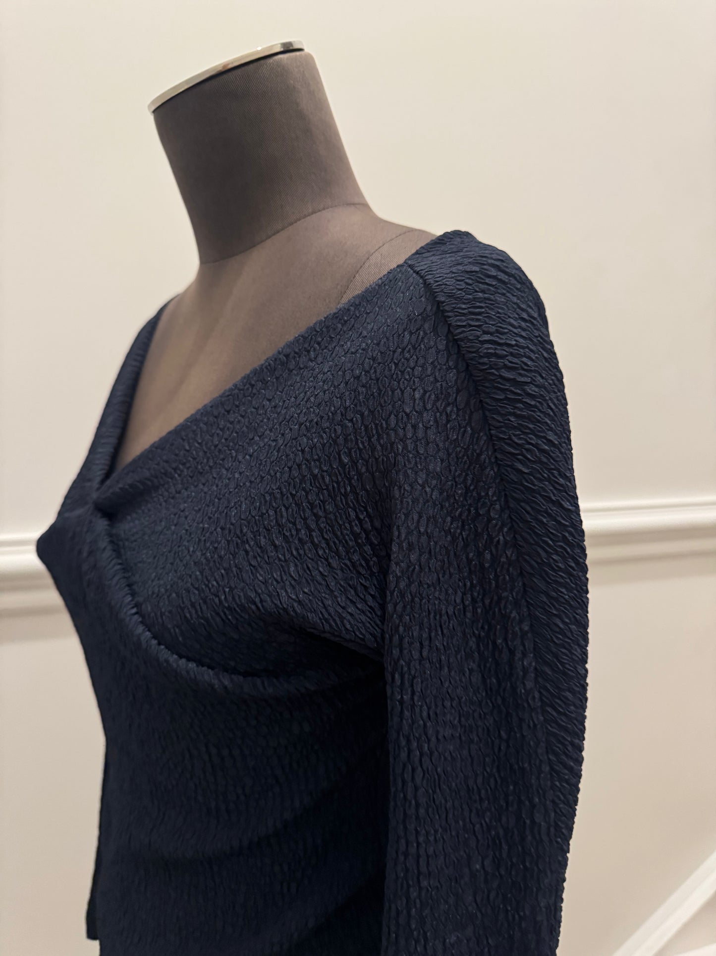 Scanlan Theodore Navy Textured Top - Size 6
