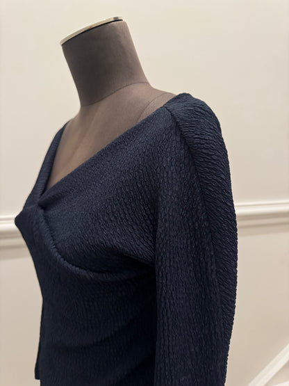 Scanlan Theodore Navy Textured Top - Size 6
