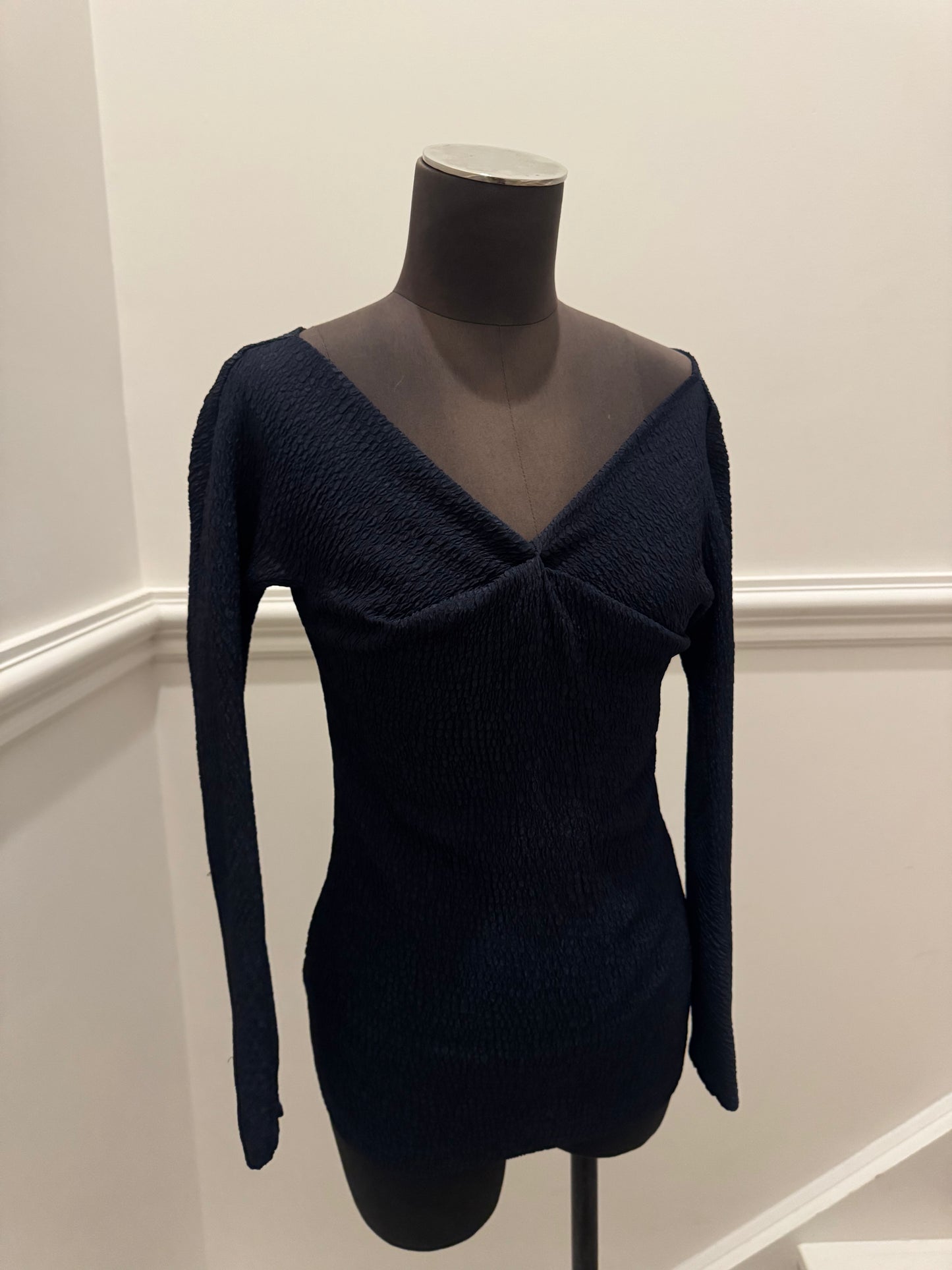 Scanlan Theodore Navy Textured Top - Size 6