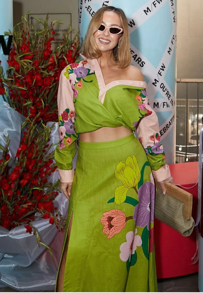 Bohemian Traders Floral Skirt & Shirt Set - Size XS (Oversized)