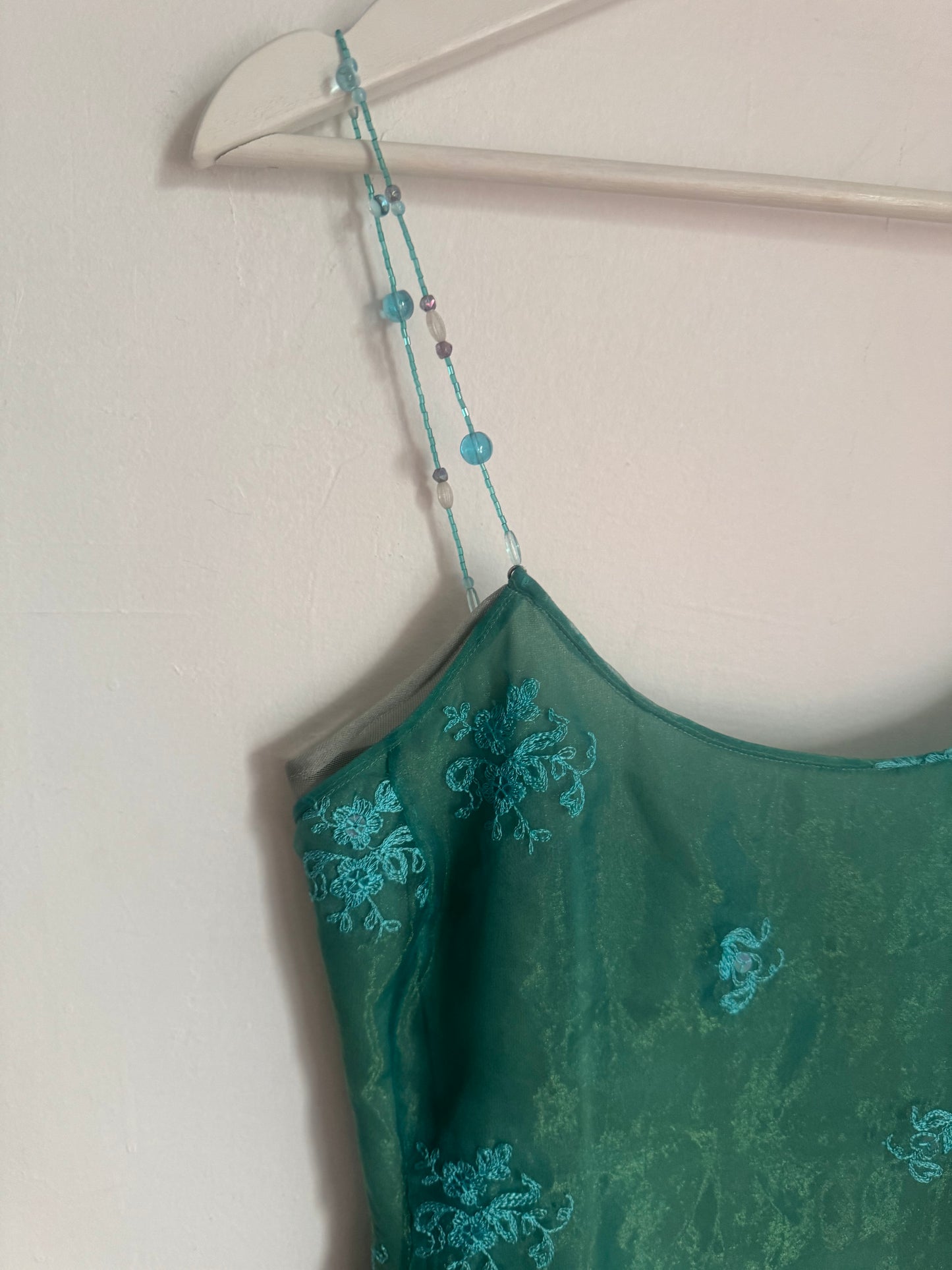 Armani Lined Shift Chiffon Dress with Beaded Straps - 42