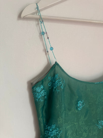 Armani Lined Shift Chiffon Dress with Beaded Straps - 42