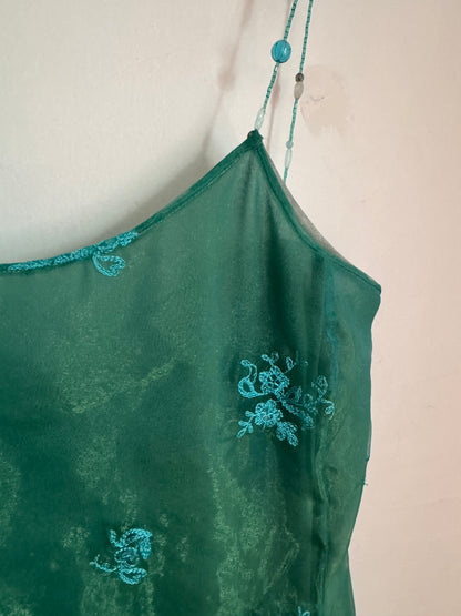 Armani Lined Shift Chiffon Dress with Beaded Straps - 42