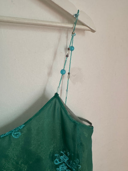 Armani Lined Shift Chiffon Dress with Beaded Straps - 42