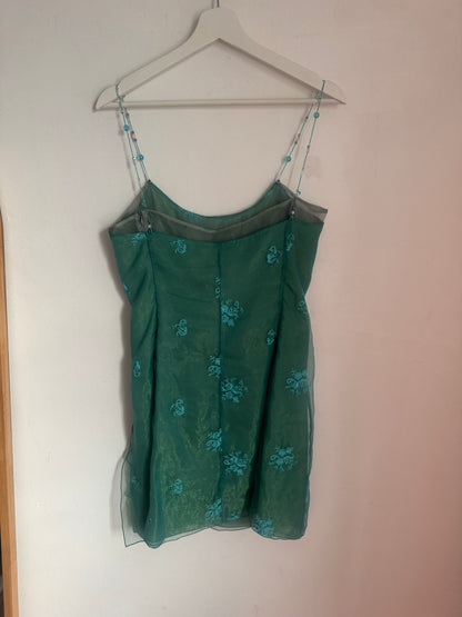 Armani Lined Shift Chiffon Dress with Beaded Straps - 42