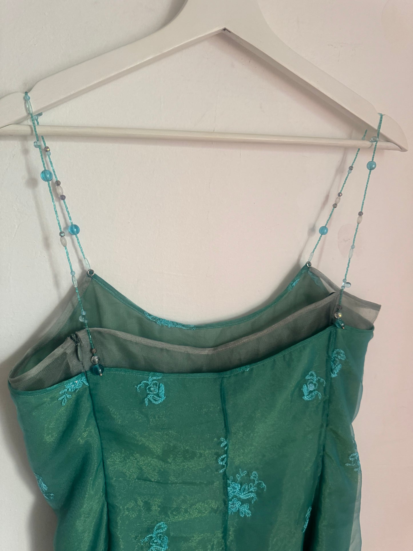 Armani Lined Shift Chiffon Dress with Beaded Straps - 42