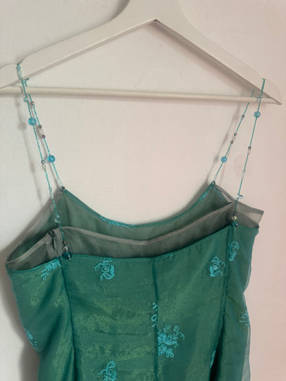 Armani Lined Shift Chiffon Dress with Beaded Straps - 42