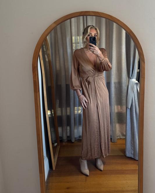 Scanlan Theodore Tan Wrap Dress - Size XS