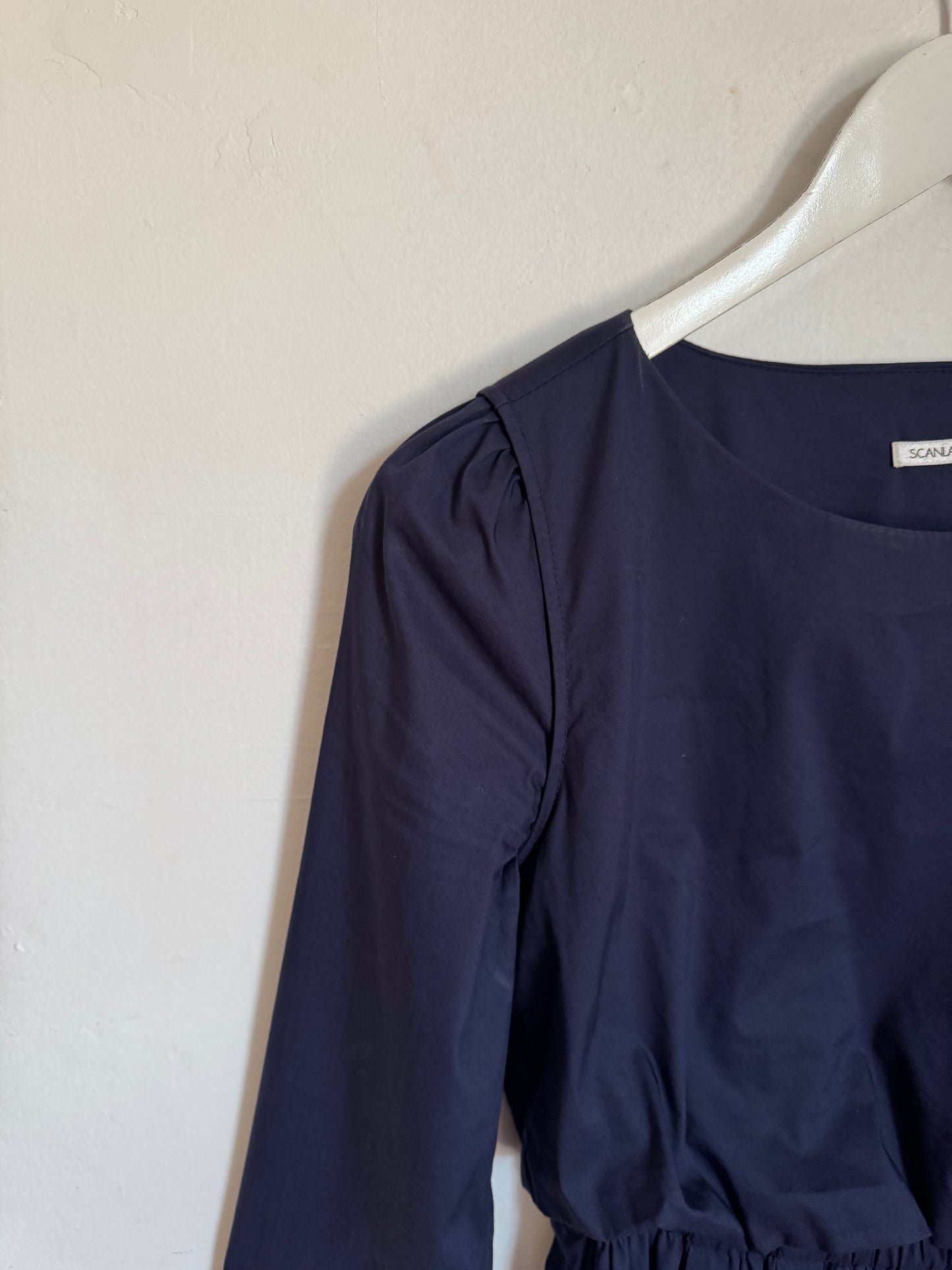 Scanlan Theodore Navy Long Sleeve Midi Dress - Size 8