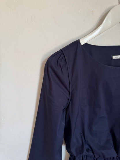 Scanlan Theodore Navy Long Sleeve Midi Dress - Size 8