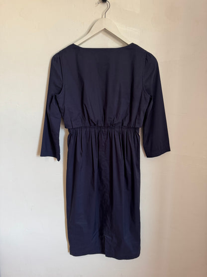 Scanlan Theodore Navy Long Sleeve Midi Dress - Size 8