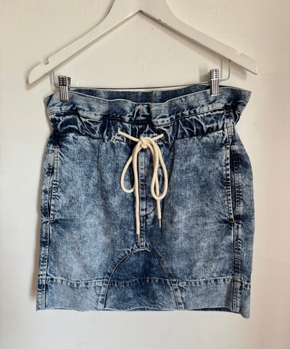 Bassike Stone Washed Paper Bag Denim Skirt - Size S