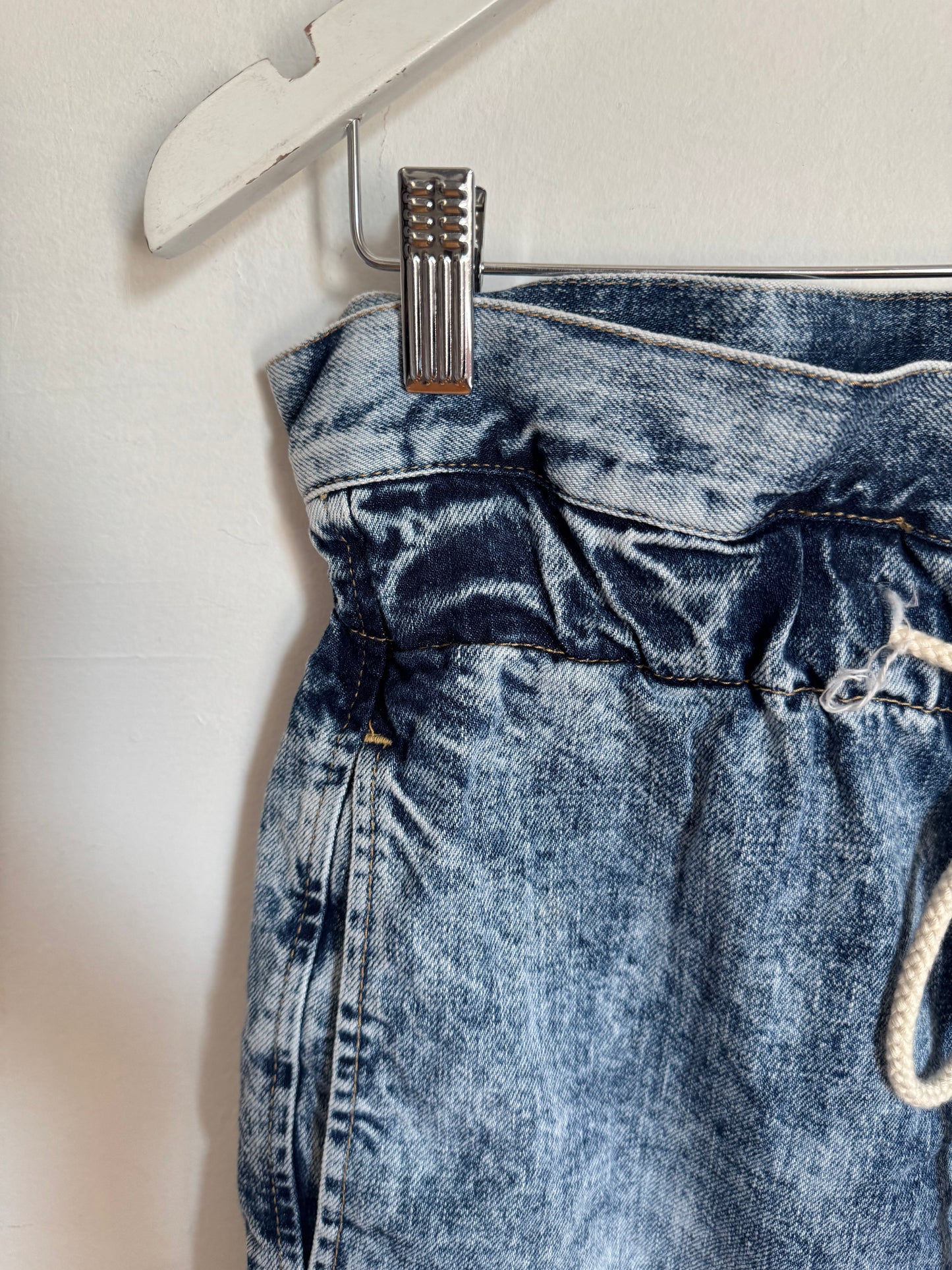 Bassike Stone Washed Paper Bag Denim Skirt - Size S