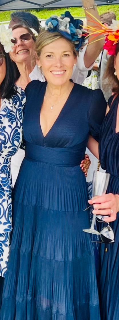 Zimmermann Navy Pleated Midi Dress - Size 1
