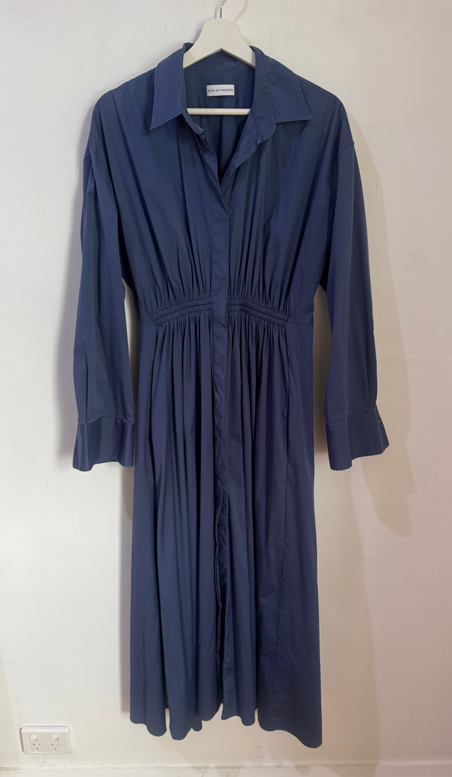 Scanlan Theodore Cotton Gathered Midi Dress - Size 12