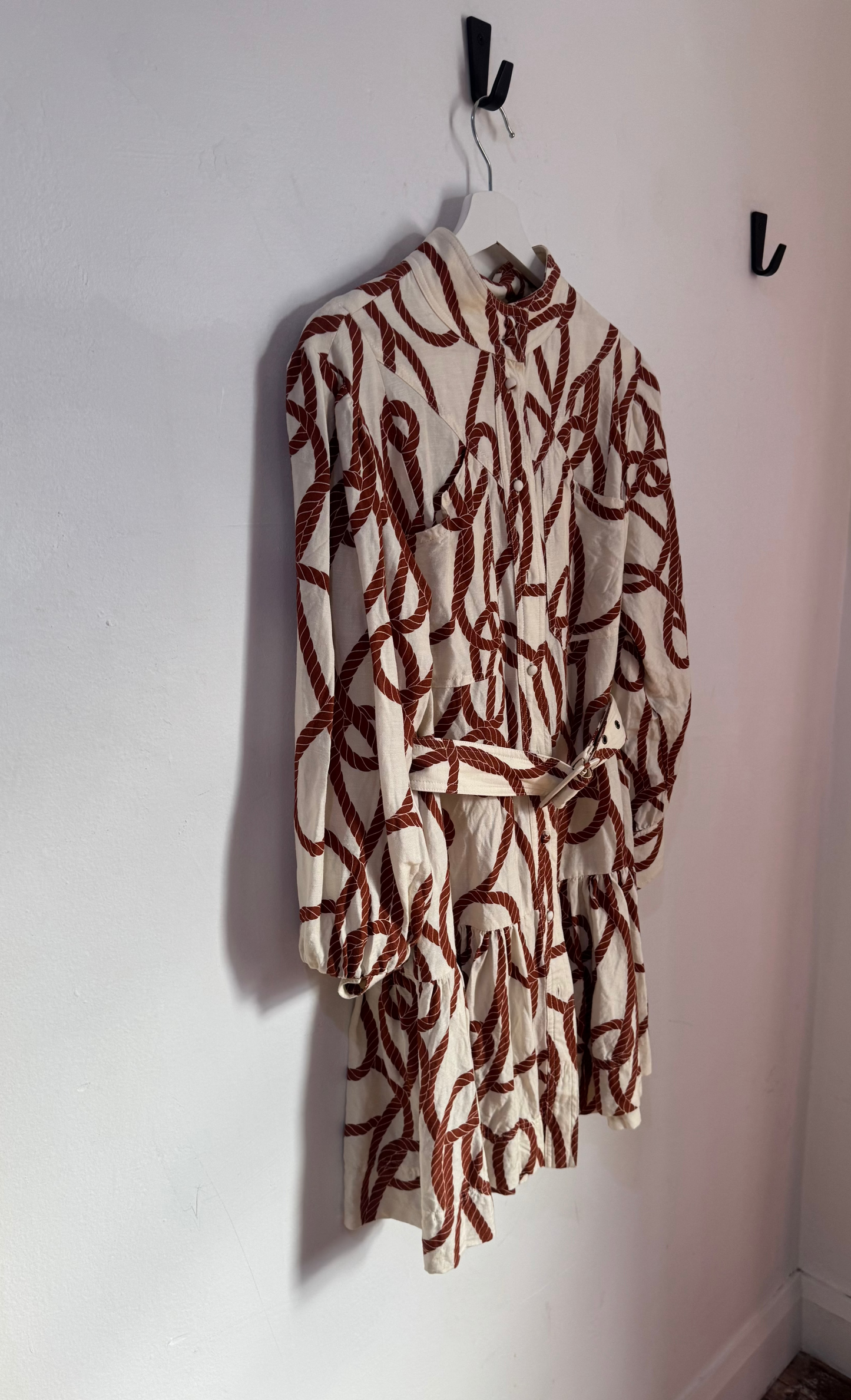 Shona Joy Mouillage Long Sleeve Mini Dress - Size 14