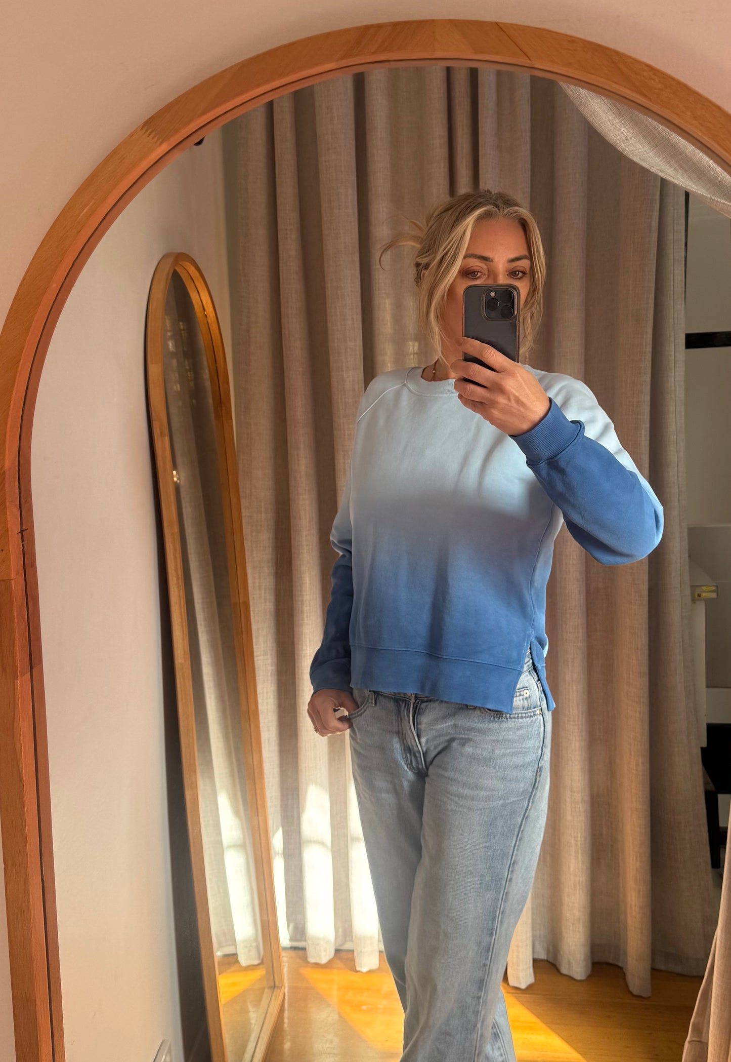 Proenza Schouler PSWL Ombre Shrunken Jersey Cotton Sweatshirt - Size M