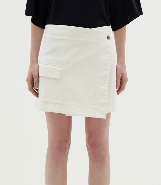 Bassike Cotton Twill Wrap Mini Skirt - Size 1 (Brand New with Tags)