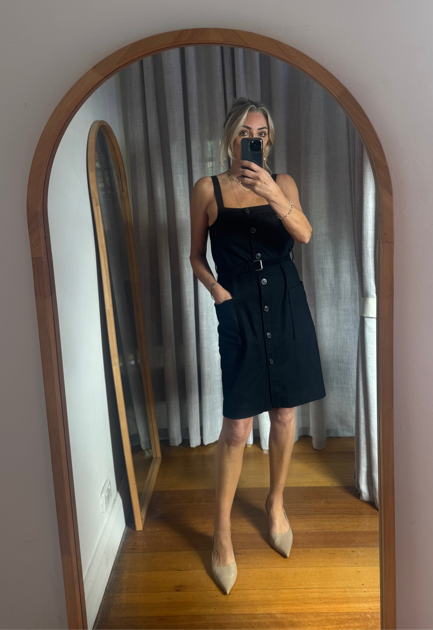 Scanlan Theodore Wool & Cashmere Pinafore Dress with Belt - Size 10