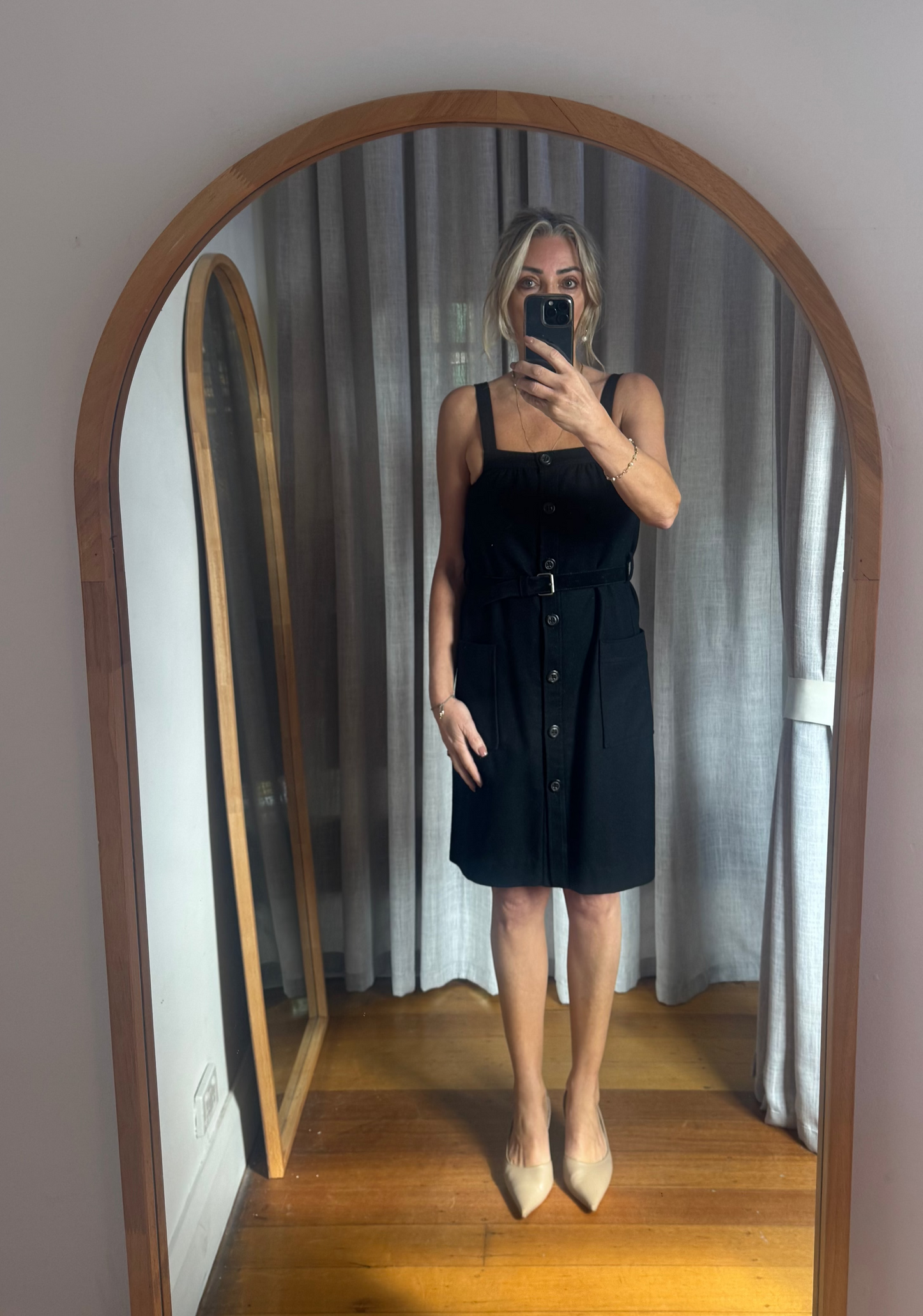 Scanlan Theodore Wool & Cashmere Pinafore Dress with Belt - Size 10