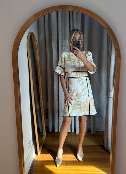 Scanlan Theodore Cotton & Linen Floral Shift Dress - Size 8