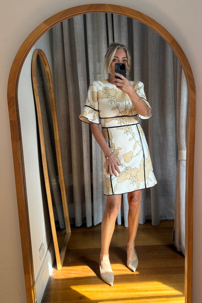 Scanlan Theodore Cotton & Linen Floral Shift Dress - Size 8