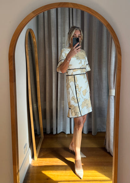 Scanlan Theodore Cotton & Linen Floral Shift Dress - Size 8