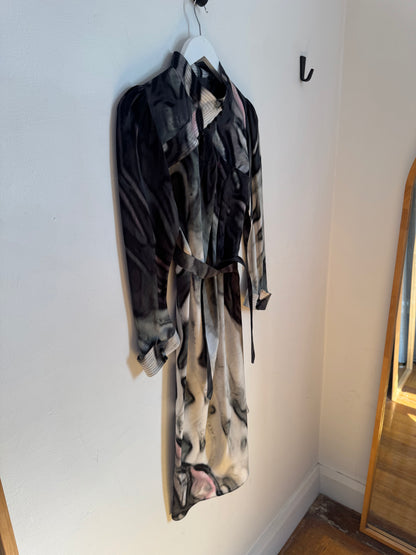Scanlan Theodore Multi Print Silk Dress with Tie Belt - Size S/M